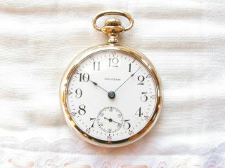 Waltham 18s Pocket Watch 15j Gold Case Made In 1905 " Runs "