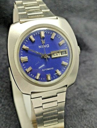 Rare Nino Automatic Blue Dial Wristwatch For Men 