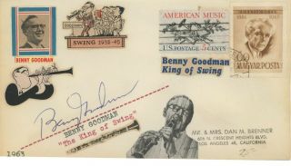 Benny Goodman " The King Of Swing " Signed Envelope And Images.  Signed 1963