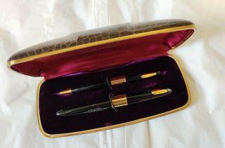 Vintage Sheaffer Tuckaway Fountain Pen&pencil Set - 14k Gold Trims,  Tips&clips