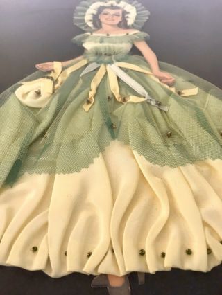 3D Vintage Paper Doll Scarlett O’Hara? Long Full Dress Framed Picture Artwork 2