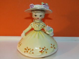 Vtg 1956 Napco Dainty Miss Southern Belle Yellow Girl W/basket Figurine