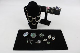 10 X Vintage Alpaca Mexico Jewellery Inc.  Landscapes,  Bangles,  Earrings