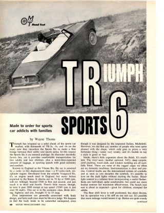 1963 Triumph Sports Six Great 4 - Page Road Test / Article / Ad