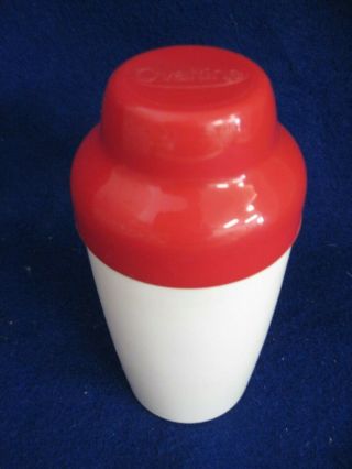 Vintage Red And White Ovaltine Shaker Plastic 6.  5 "
