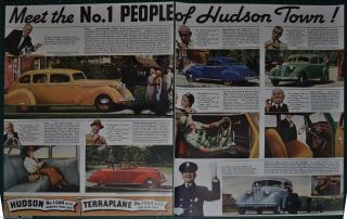 1937 Hudson 2 - Page Advertisement,  Hudson Six & Eight,  Color Photos