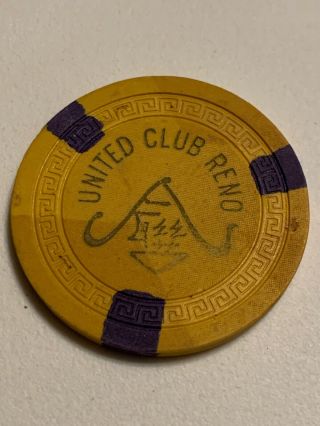 United Club $20 Casino Chip Reno Nevada 3.  99