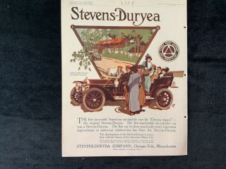 E Stevens - Duryea 1912 Ad 11 X 8 3/4