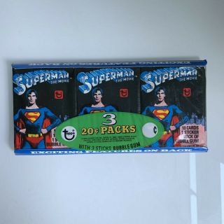 1978 Topps Superman The Movie Wax Rack Pack Tray Grocery Dc Comic Cards 3 Packs