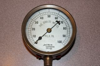 Vtg Jas.  P.  Marsh & Company 0 - 100 Pressure Gauge The Goulds Mfg.  Co.  Steampunk