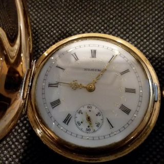 6 Size Elgin Engraved Hunting Case Fancy Dial 15 Jewel Running