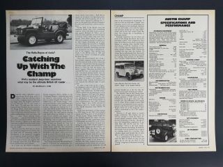 Vintage 1979 Austin Gipsy Champ Jeep - 2 Page Article