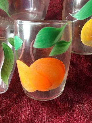 Vintage Set of 6 Bartlett Collins Juice Glasses & Pitcher Hand Painted Fruits 3