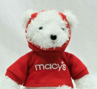 Gund Macys Store White Polar Bear Plush Stuffed Animal In Red Hoodie Sweatshirt