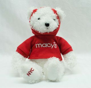 GUND Macys Store white Polar Bear Plush Stuffed Animal in Red Hoodie Sweatshirt 2