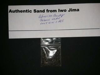 Actual Iwo Jima Sand Certified By An American Fighter Ace Who Fought At Iwo