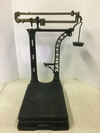 Vintage Cast Iron Fairbanks Platform Countertop Store Scale For Repair Or Parts