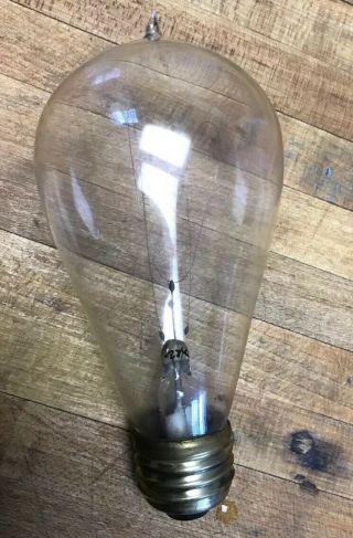 Antique C.  1901 Edison Base Light Bulb With Double Hairpin Filament Nipple Tip