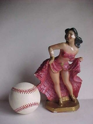 Vintage carnival prize Chalkware figurine Pin - Up girl risque Dancer lady Statue 2