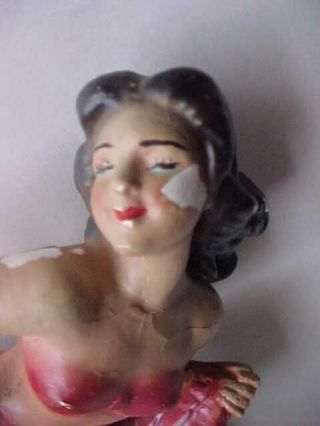 Vintage carnival prize Chalkware figurine Pin - Up girl risque Dancer lady Statue 3