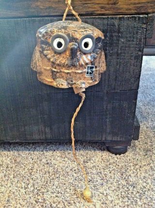 Vintage Stoneware Knobler Japan Owl Hanging Bell
