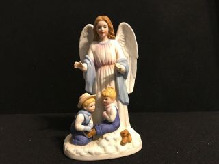 1997 Denim Days “guardian Angel” Porcelain Figurine By Home Interiors; 8822