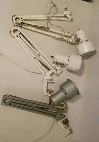Vintage Industrial Anglepoise Machinists Lamps 3 Matching 2tested,