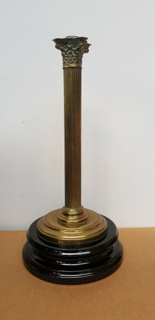 Large 16 " Antique Oil Lamp Base Brass & Terracotta Art Nouveau 23mm Font Fitting