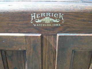 Antique Herrick Oak Ice Box / Refrigerator Waterloo,  Iowa 2