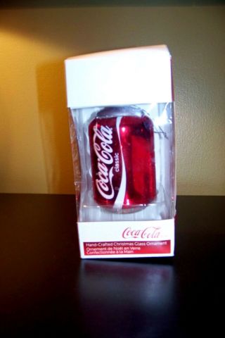 Rare 2007 Coca - Cola Kurt Adler 4.  5 Inch Glass Coke Can Hand Blown Glass Ornament