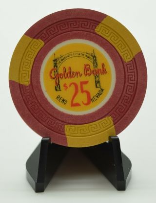 1955 Golden Bank Club $25 Casino Chip Reno Nevada Sm - Key Mold