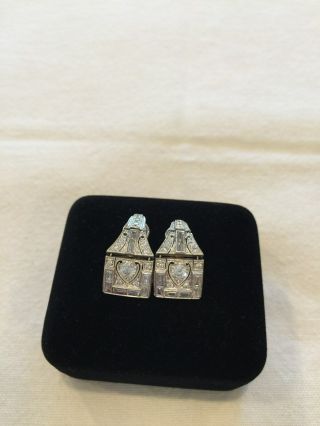 Antique Platinum And Diamond Clip - On Earrings, .  90 Ct