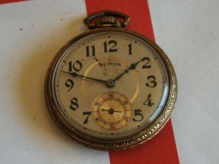 Antique 1907 Illinois 17j 12 Size Pocket Watch - - For Repair /parts