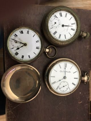 3 Pocket Watches For Repair Or Parts - 1891 Elgin,  A Monilier,  And An Unknown
