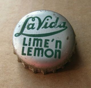 La Vida Lime N Lemon Soda Cork Bottle Cap Fullerton California Ca Silver Back