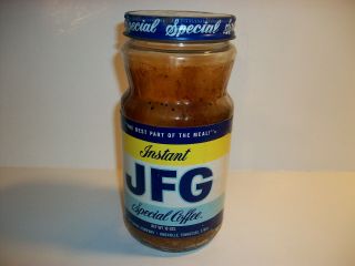 Jfg Instant Coffee Glass Jar With Paper Label Knoxville Tn 1960s 70s Advertising