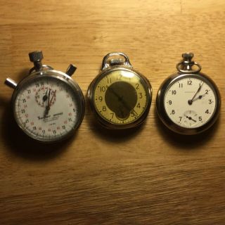 Pocket Watches And Stop Watch.  Vintge Hanart 7 Jewel German Stop Wach 1/10 Secon