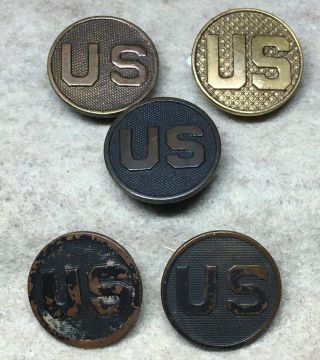 World War One Collar Insignia For Enlisted Soldier - Screw Back Total Of 5