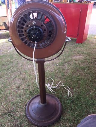 Vintage Art Deco Kleenzair Electric Floor Fan On Pedestal Air Cleaner Fan 2