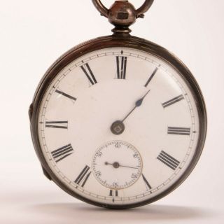 Antique Key Wind Movement English Sterling Silver Case Pocket Watch
