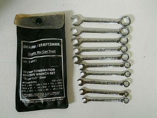 Sears/craftsman 10 - Piece Sae Combination Ignition Steel Wrench Set Usa 943441