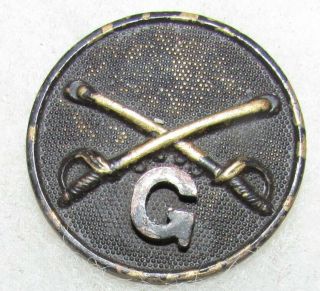 Ww1 Us Cavalry " G " Troop Collar Disc,  W/nut