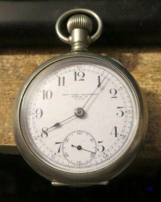 Vintage York Standard 18 Size Pocket Watch Silverode Case Pat 