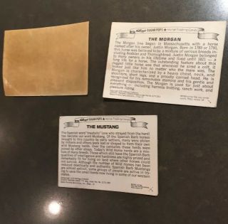 1974/1976Kellogg ' s Sugar Pops Collectible Horse Trading Cards - Morgan & Mustang 2