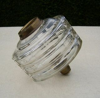 Clear Glass Triple Faceted Cut Glass Oil Lamp Font /fount,  Duplex Bayonet Collar