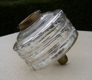 Clear Glass Triple Faceted Cut Glass Oil Lamp Font /Fount,  Duplex Bayonet Collar 3