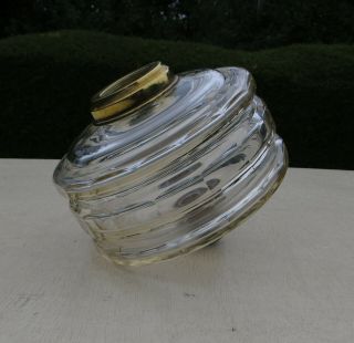 Clear Glass Triple Faceted Cut Glass Oil Lamp Font / Fount,  Duplex Screw Collar