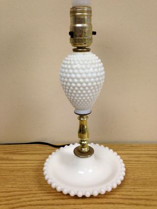 Vintage Milk Glass Hobnail Table Lamp Night Stand Light