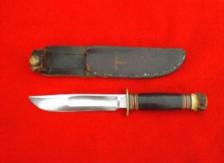 Vintage Marbles Gladstone Mich Usa 6 Inch Ideal Stag Pomel Hunting Knife