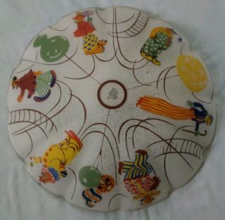 Vintage Reverse Painted Frosted Glass Circus Clown Ceiling Light Shade